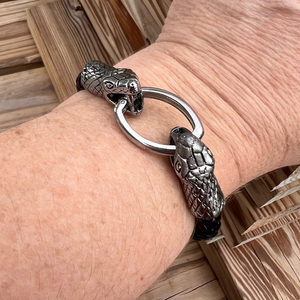 Python Braided Leather Rope Cuff! NEW! - Picture 2 of 16